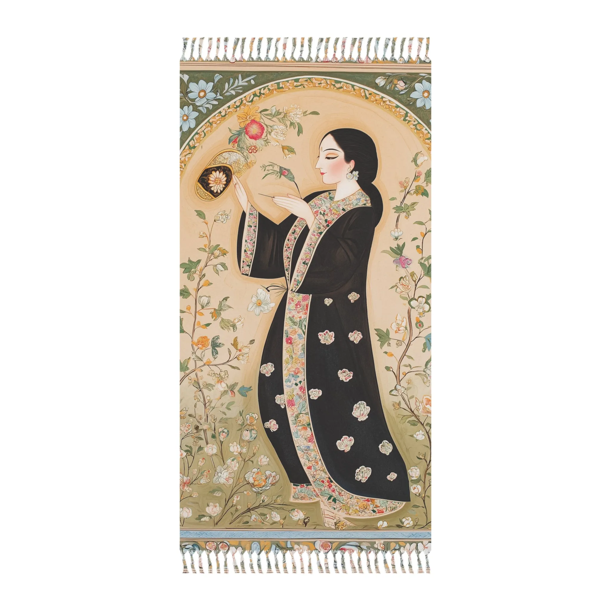Persian Elegance Floral Art Beach Towel