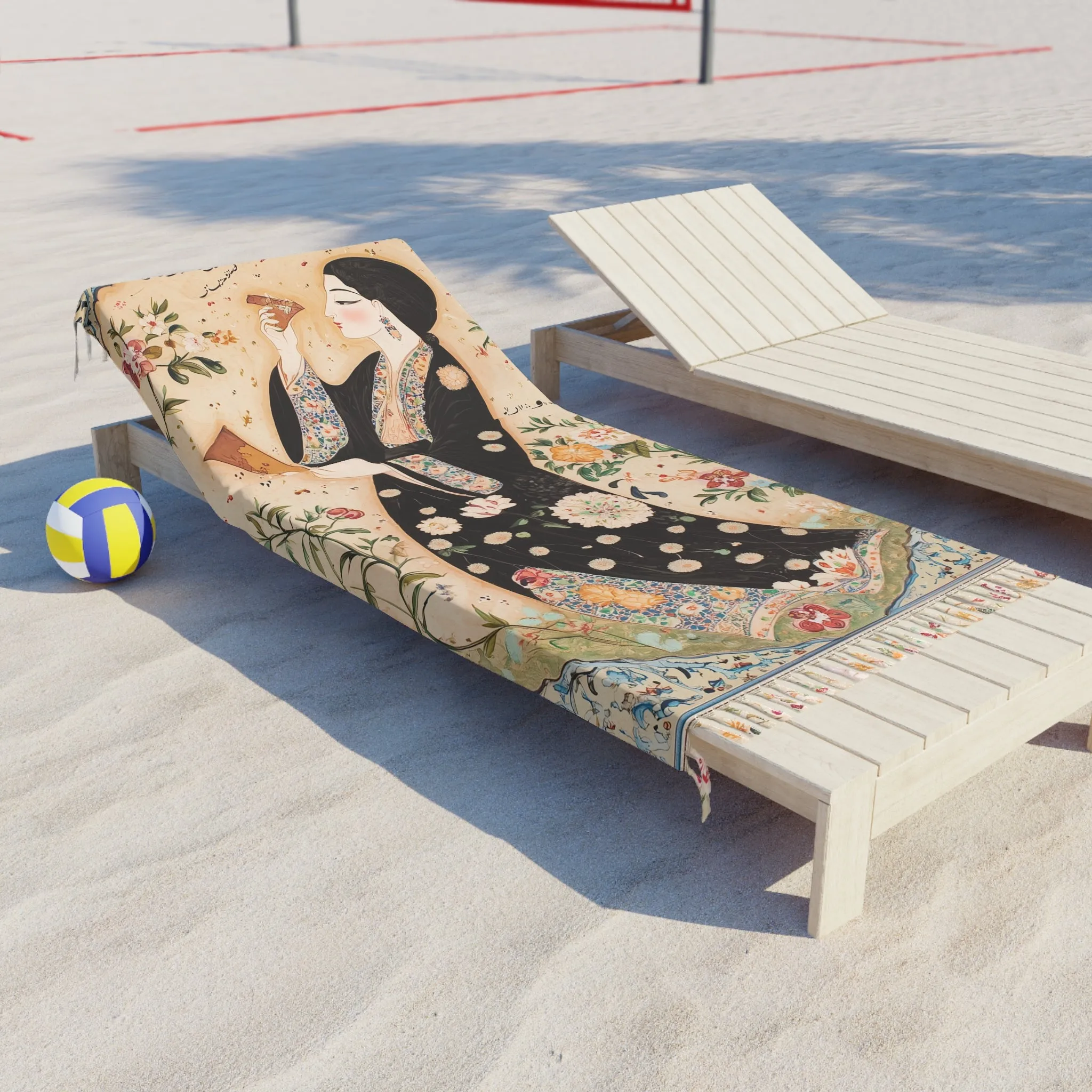 Persian Grace Artistic Floral Beach Towel