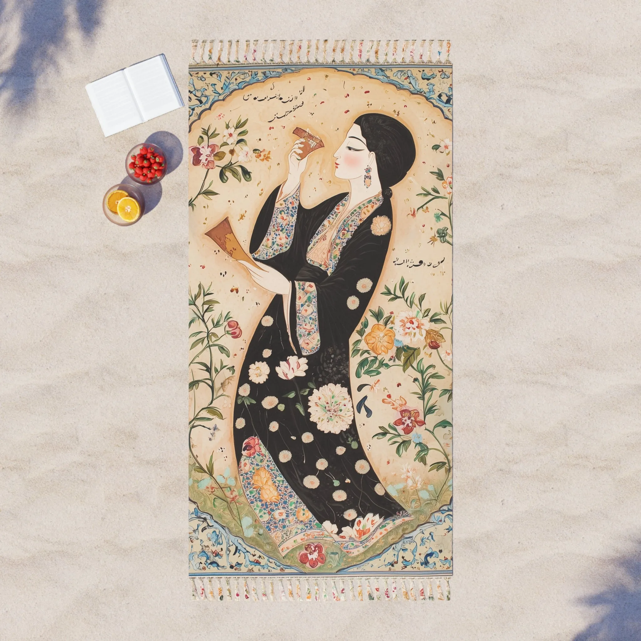 Persian Grace Artistic Floral Beach Towel
