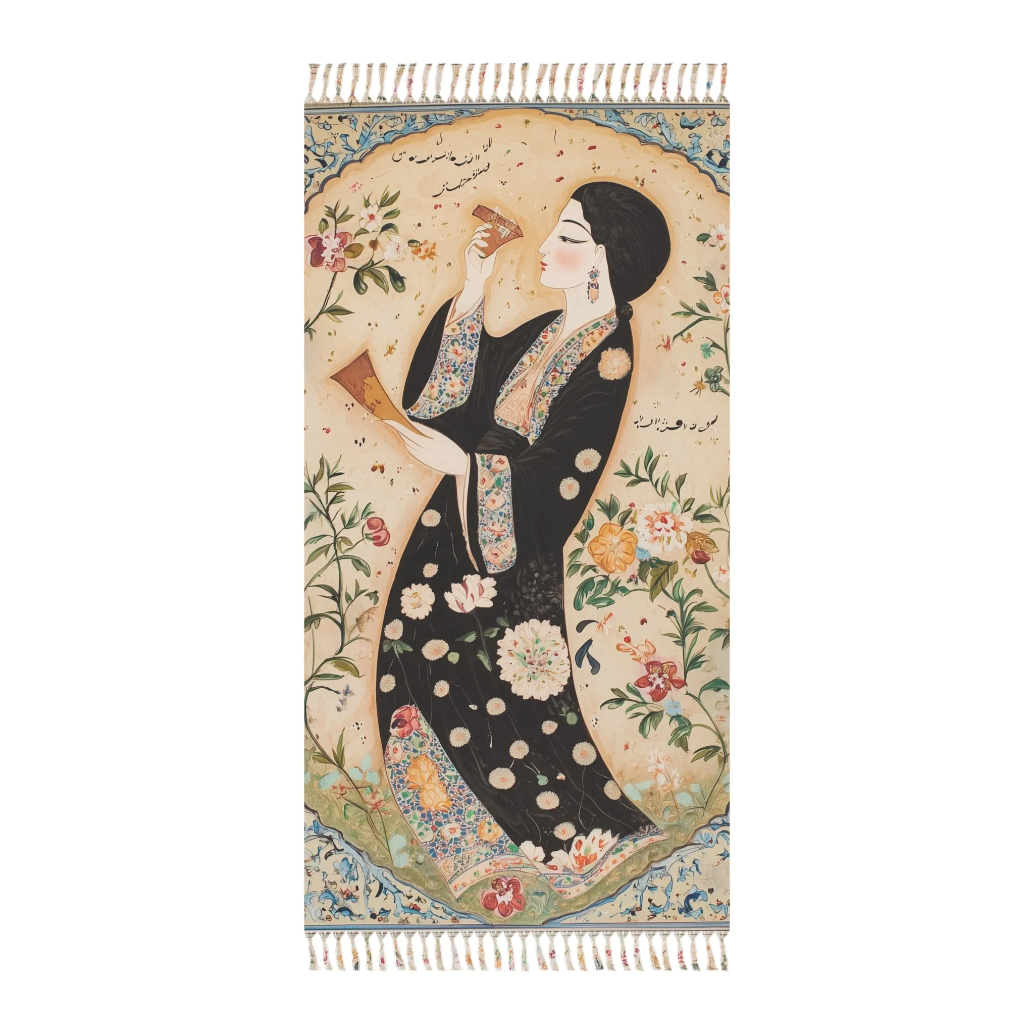 Persian Grace Artistic Floral Beach Towel