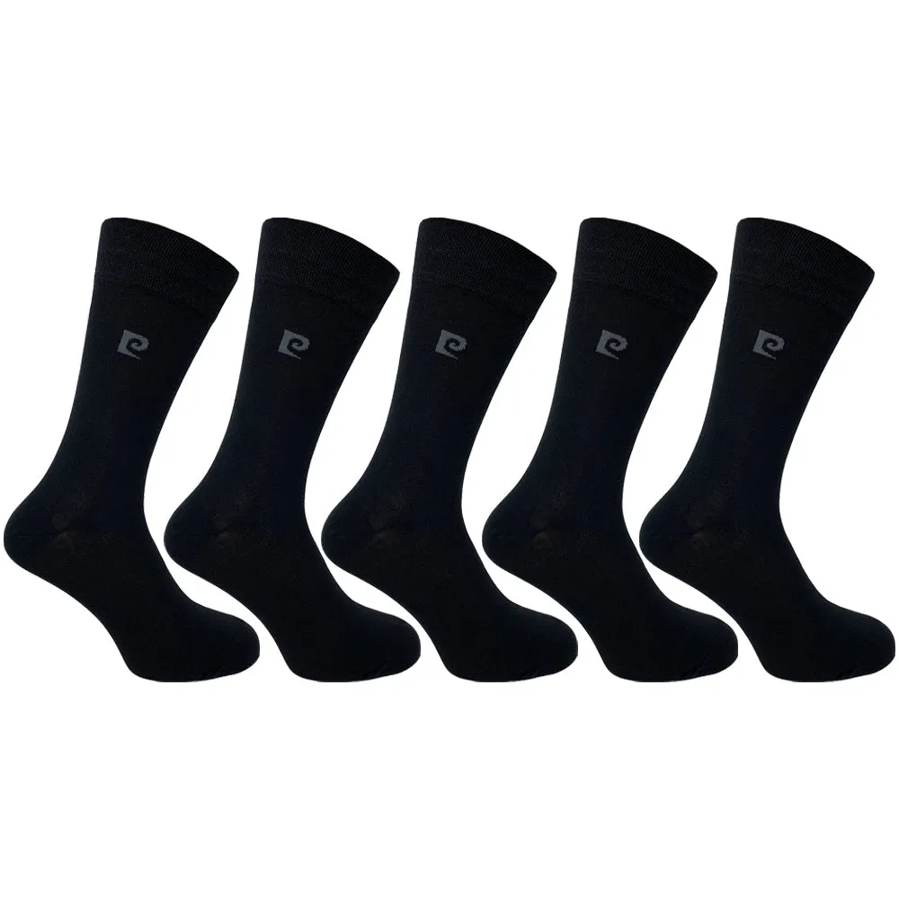 Pierre Cardin 5 Pack Socks - Black  Mixed Footbed