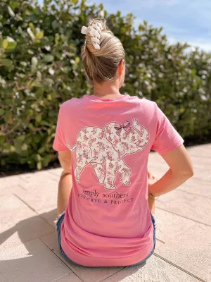 Pink Floral Elephant Tracking Tee by Simply Southern