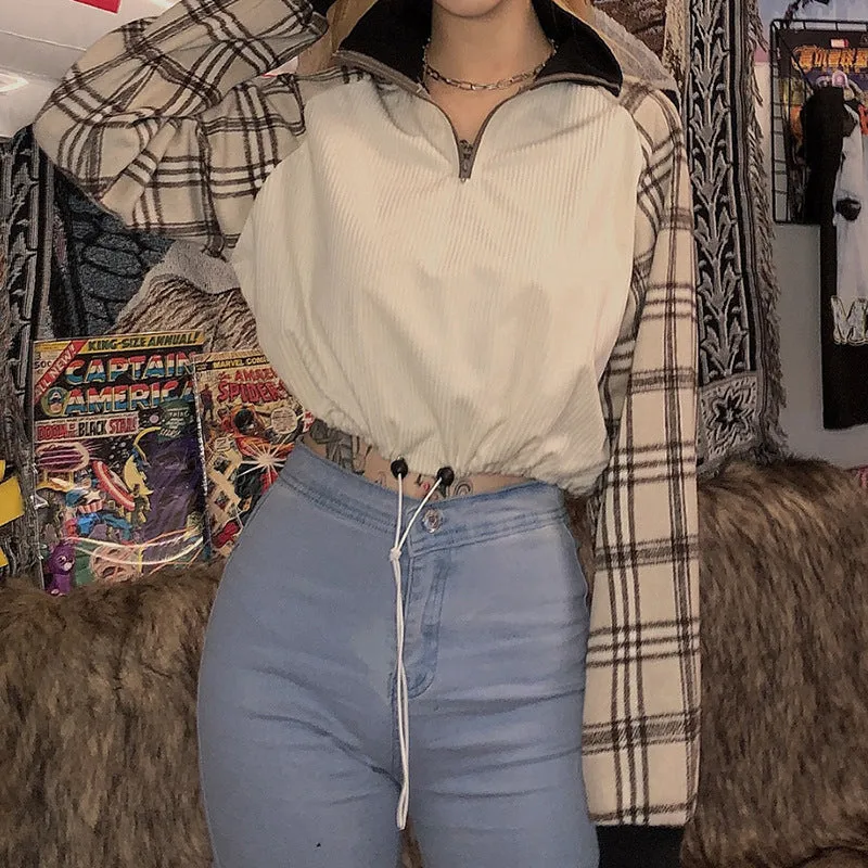 "LAPEL PLAID" CROP TOP N111011