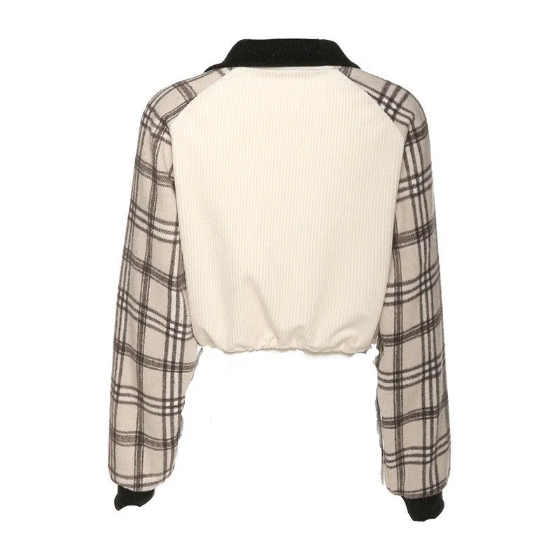 "LAPEL PLAID" CROP TOP N111011