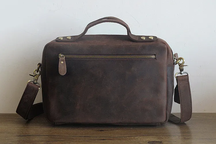 ROCKCOW Crazy-Horse Leather Briefcase 13" Laptop Tote Shoulder Bag PD2067