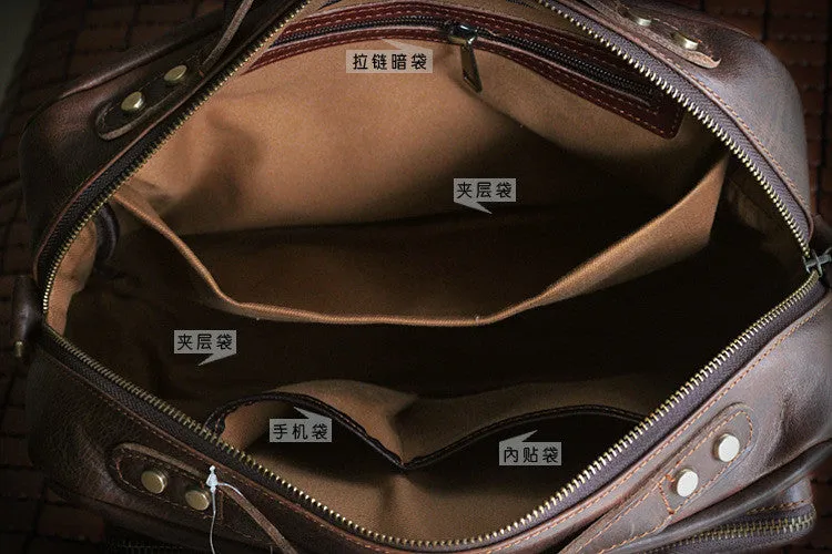 ROCKCOW Crazy-Horse Leather Briefcase 13" Laptop Tote Shoulder Bag PD2067