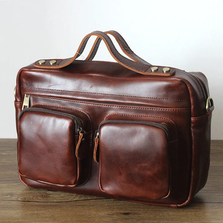 ROCKCOW Crazy-Horse Leather Briefcase 13" Laptop Tote Shoulder Bag PD2067