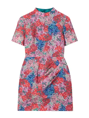 Saloni Draped Floral-Print Mini Dress