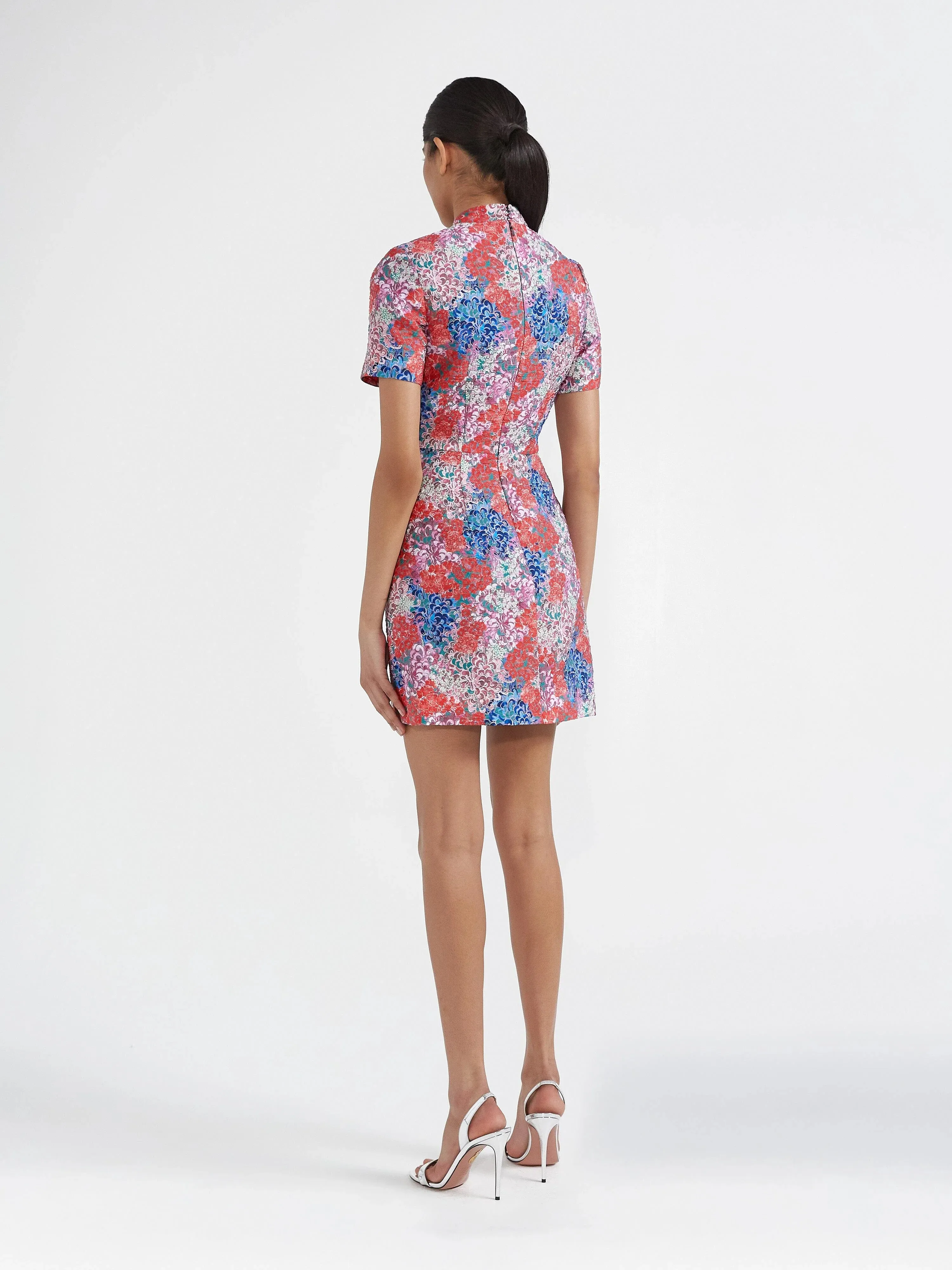 Saloni Draped Floral-Print Mini Dress