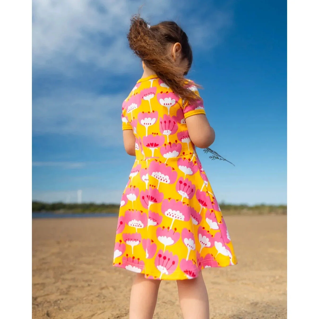 SANI Short Sleeve Dress - Blomma in Sun Pink and Red