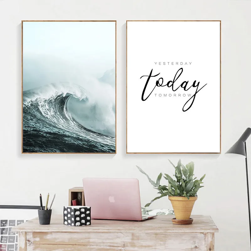 Sea Waves Landscape Canvas Poster Nordic Style Wall Art