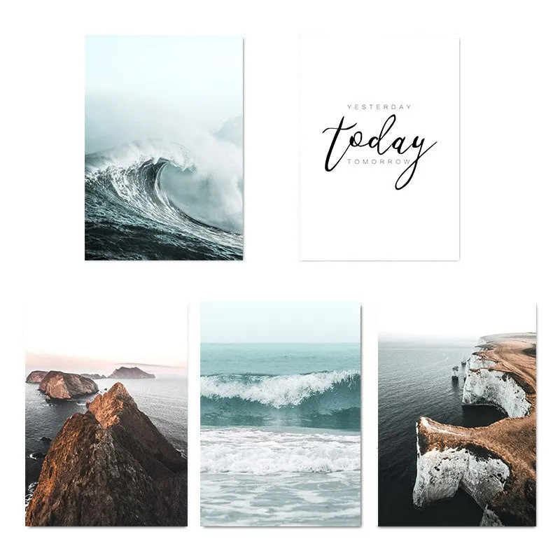 Sea Waves Landscape Canvas Poster Nordic Style Wall Art