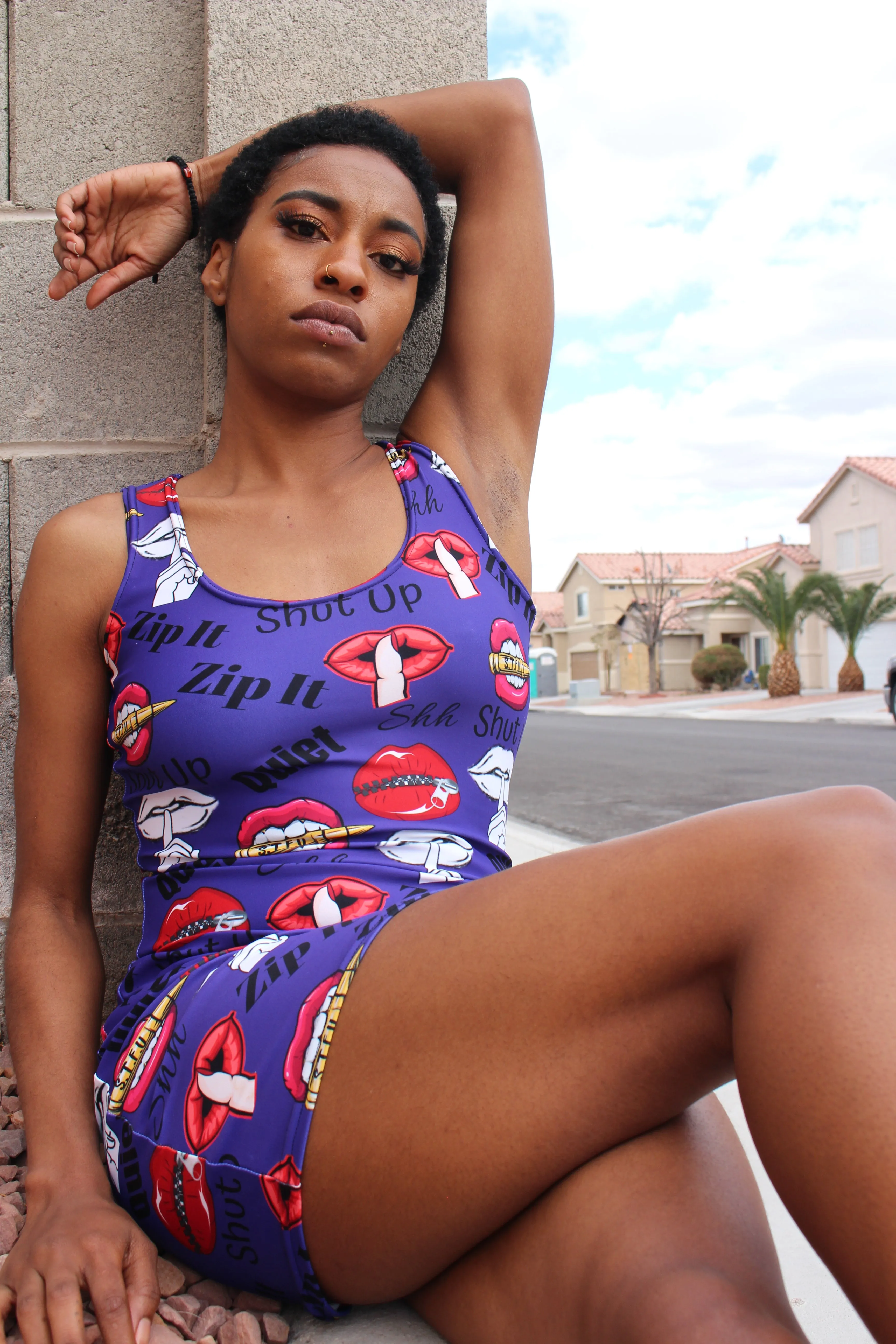 Shhhut Up Tank Dress - Purple