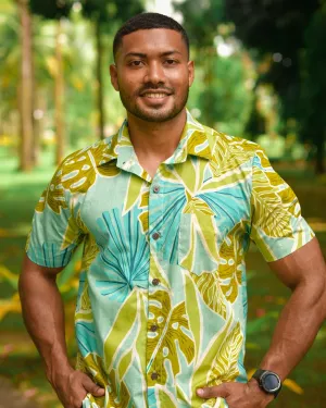Sketched Jungle (Teal) - Short Sleeve Shirt