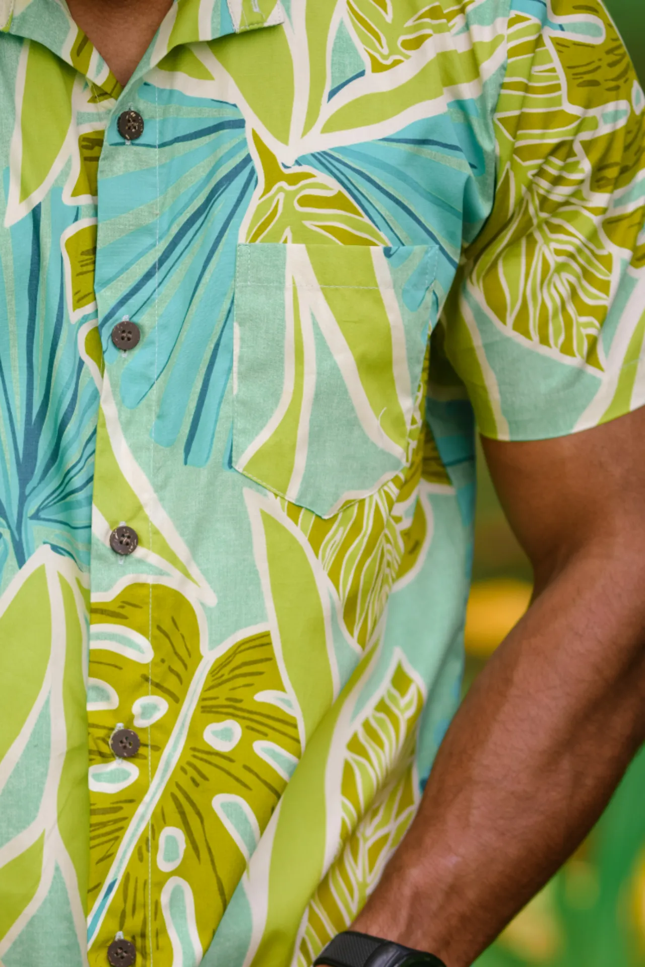 Sketched Jungle (Teal) - Short Sleeve Shirt