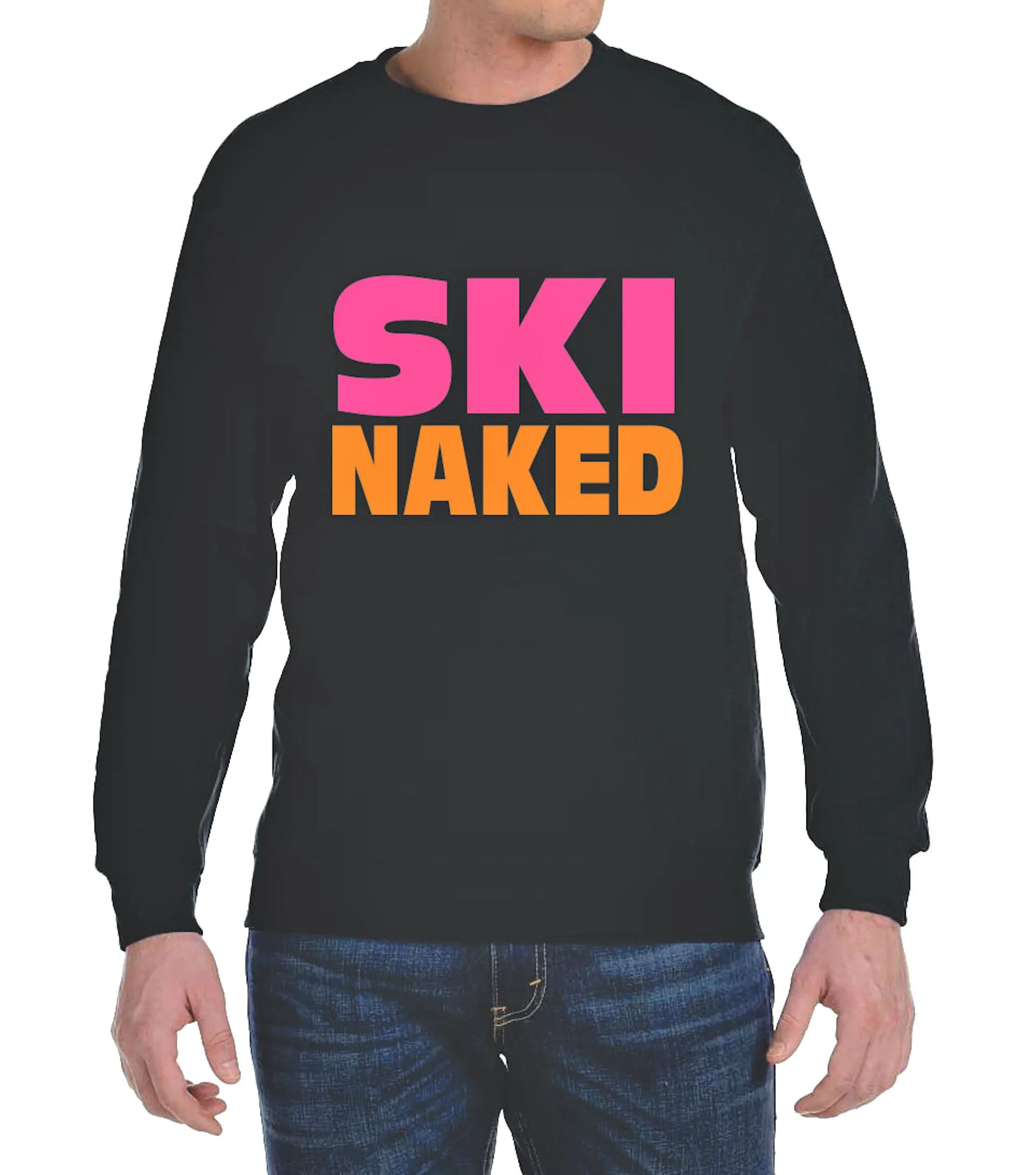 Ski Naked Graphic Crew Neck Pullover Sweatshirt