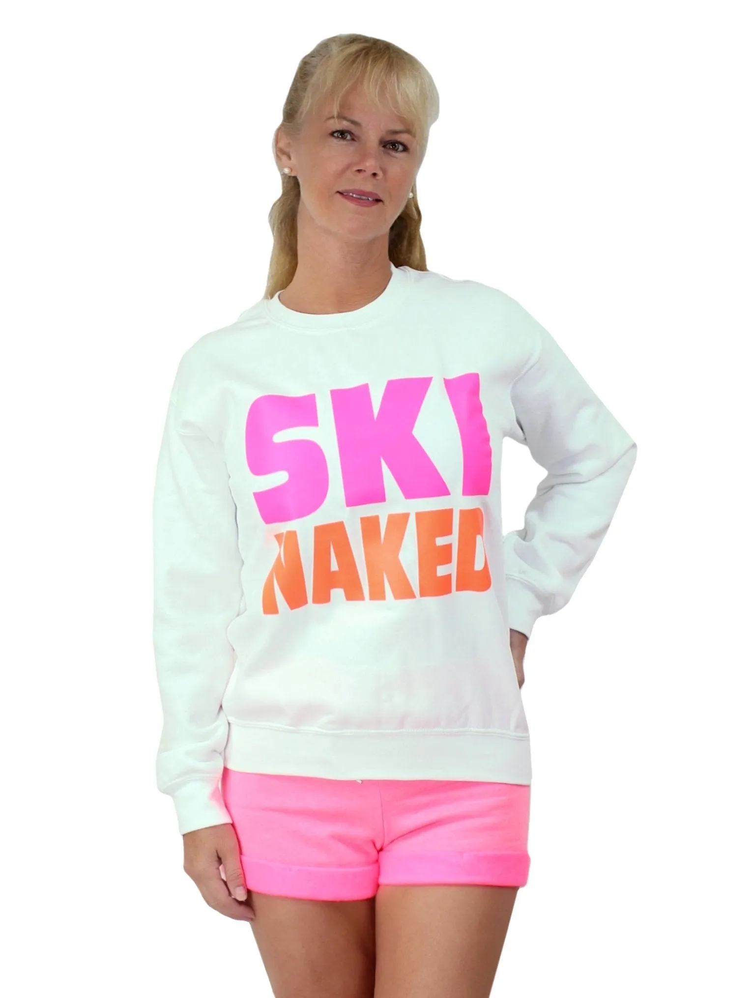 Ski Naked Graphic Crew Neck Pullover Sweatshirt
