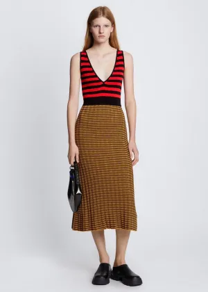 Slinky Stripe Tank Top Dress (Cherry/Goldenrod)