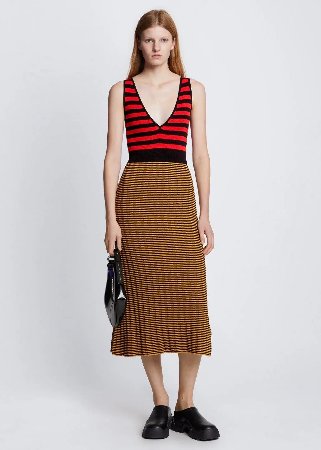 Slinky Stripe Tank Top Dress (Cherry/Goldenrod)