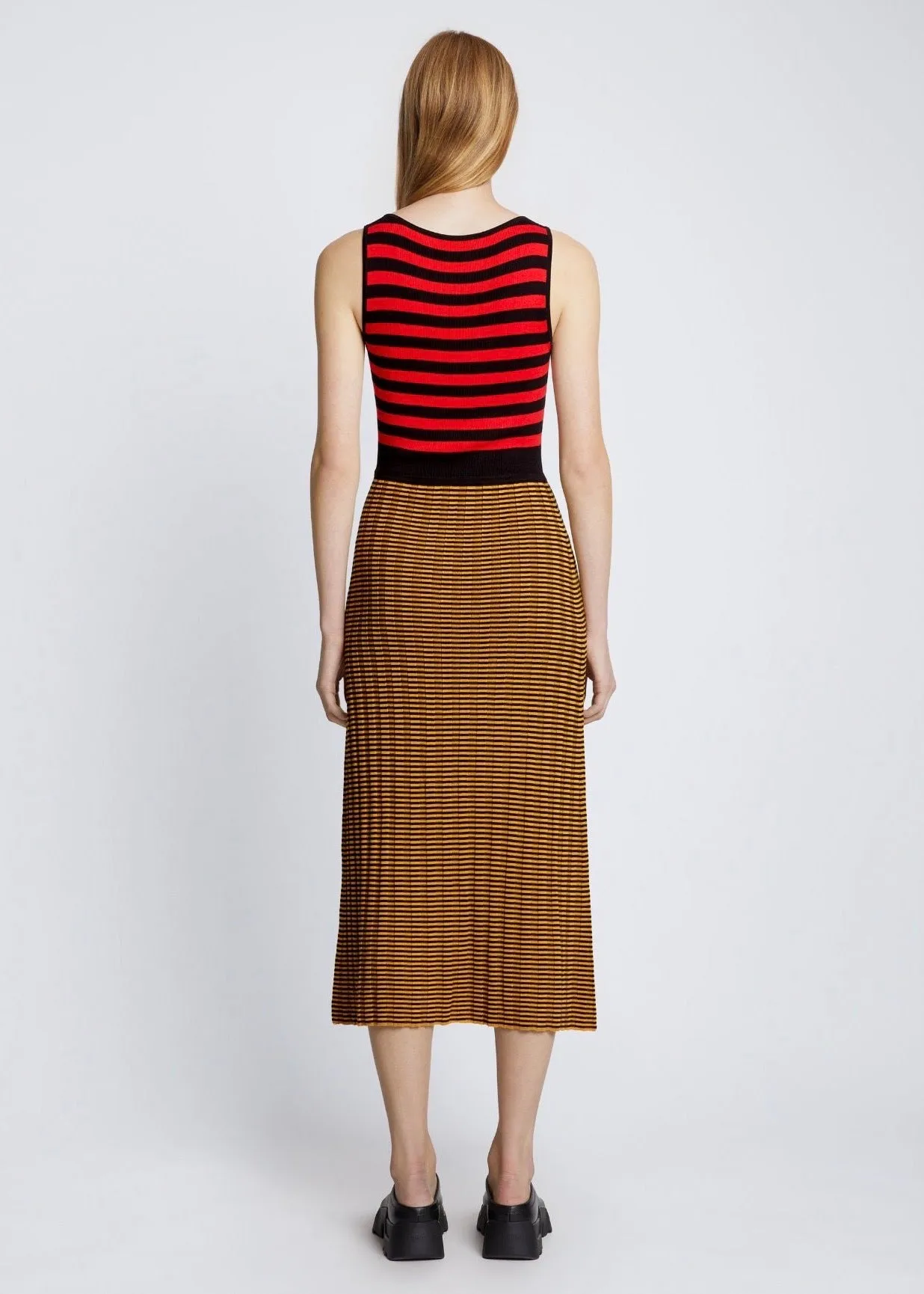 Slinky Stripe Tank Top Dress (Cherry/Goldenrod)