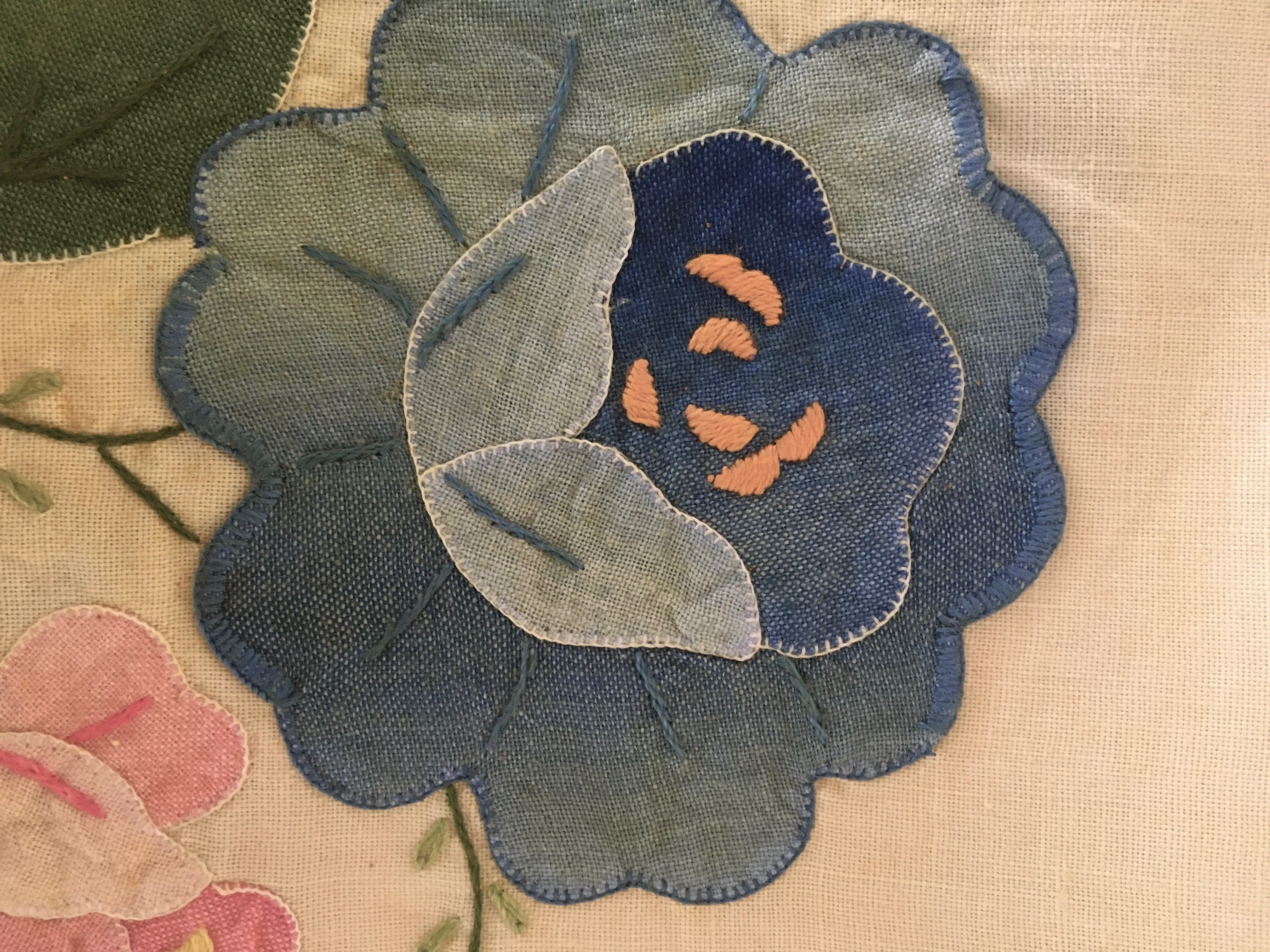 Stitched Vintage Napkin, Hand-Dyed, Set of 5