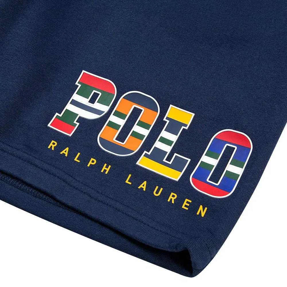 Striped Logo Sweatshort - Navy