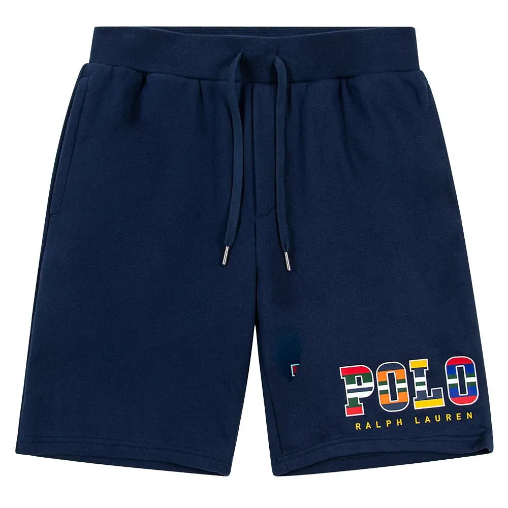 Striped Logo Sweatshort - Navy