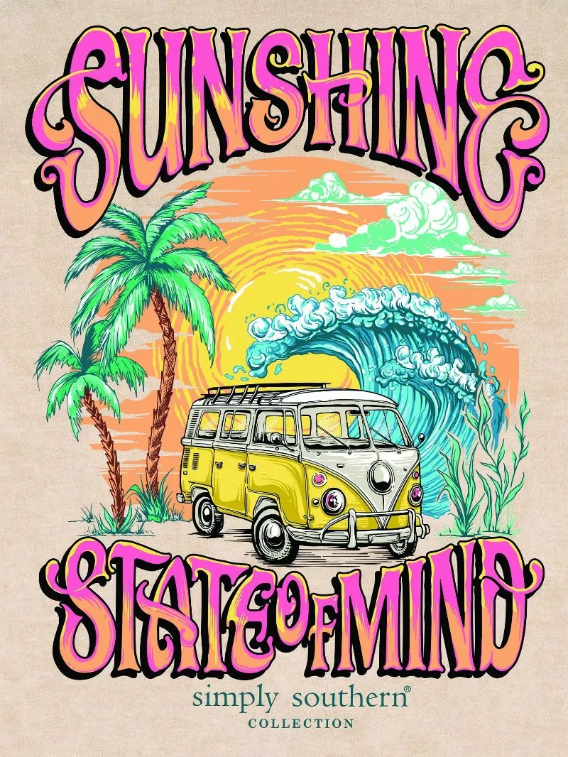 'Sunshine State Of Mind' Mineral Wash Short Sleeve Tee by Simply Southern (Ships Mid-March)