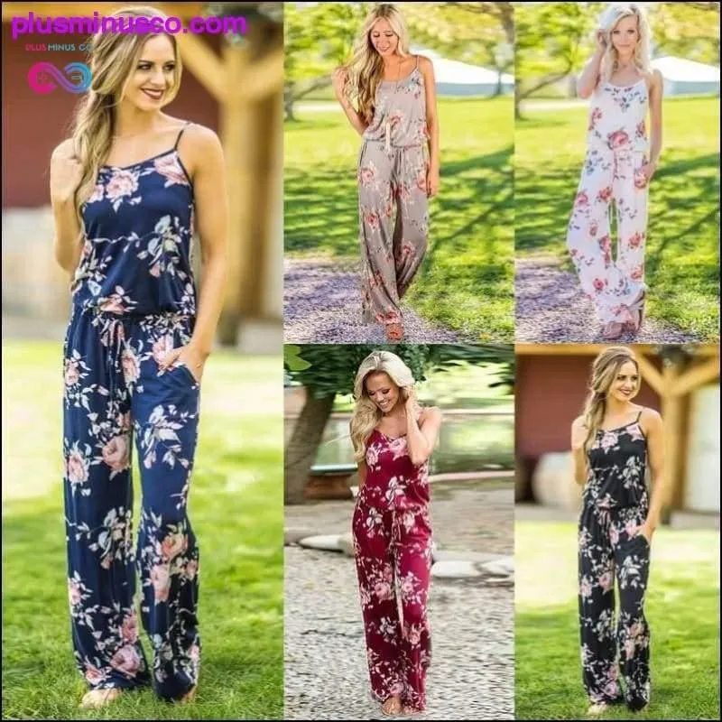 Super Comfy Floral Jumpsuit Fashion Trend Sling Print Loose