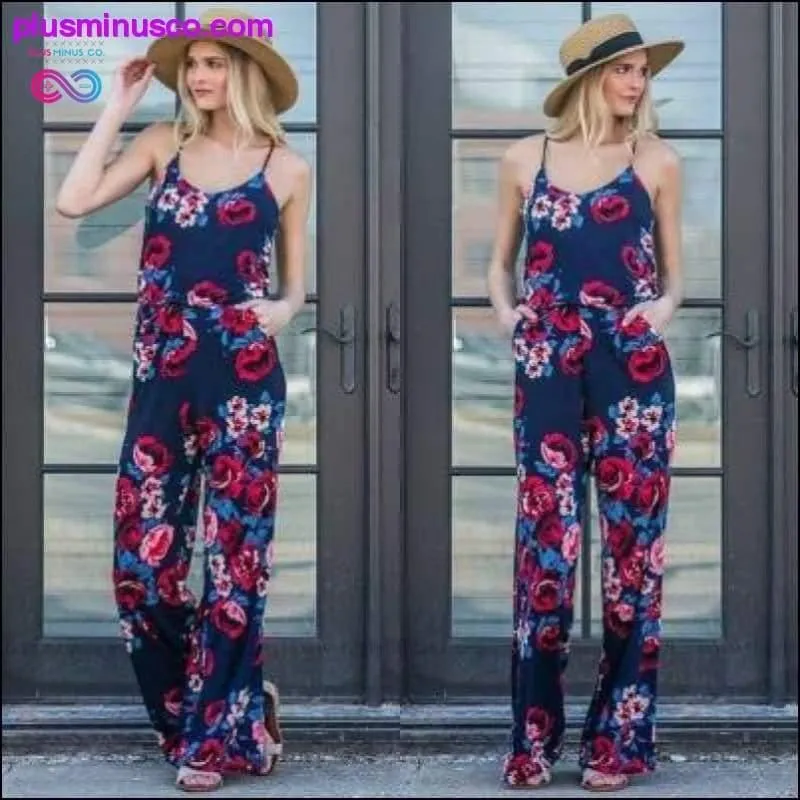 Super Comfy Floral Jumpsuit Fashion Trend Sling Print Loose