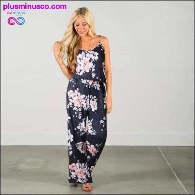 Super Comfy Floral Jumpsuit Fashion Trend Sling Print Loose