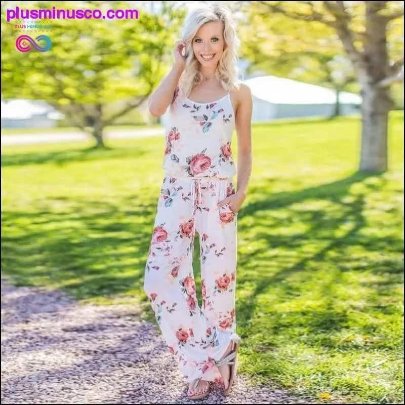 Super Comfy Floral Jumpsuit Fashion Trend Sling Print Loose