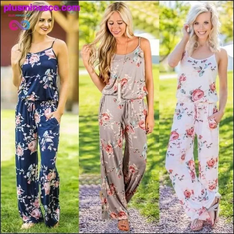 Super Comfy Floral Jumpsuit Fashion Trend Sling Print Loose