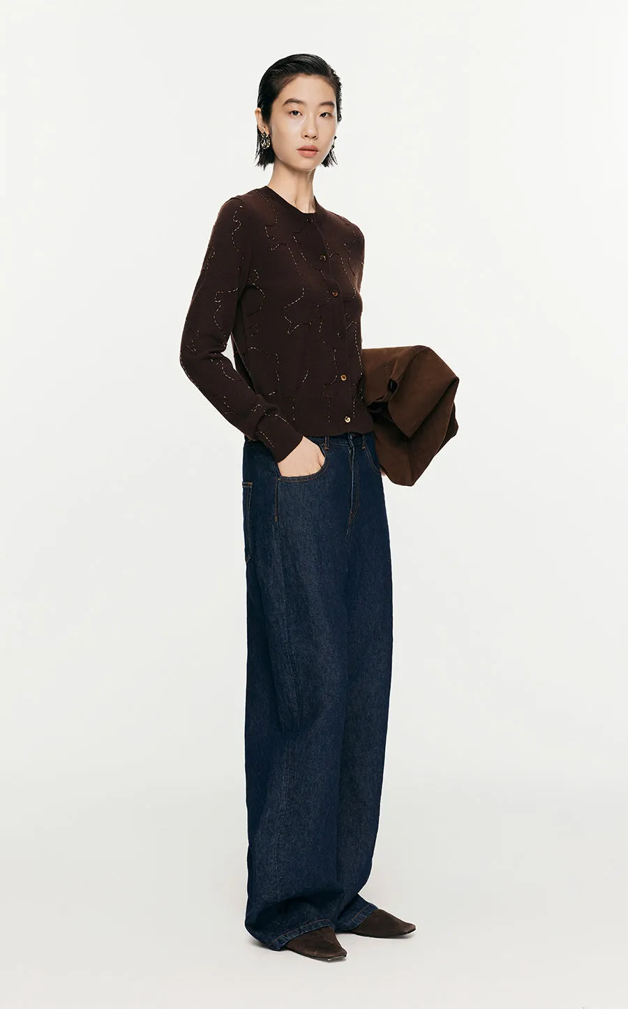 Sweater/JNBY  Slim fit Retro Short Knitted Sweater