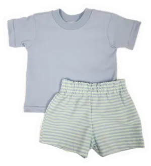 T-Shirt & Striped Knit Shorts Set