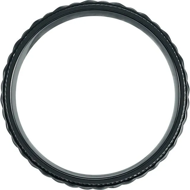 Titanium 7 mm Patterned Coin Edge Band