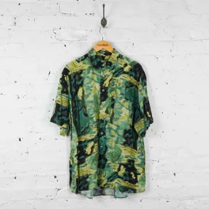 Vintage Abstract Patterned Party Shirt - Green - L