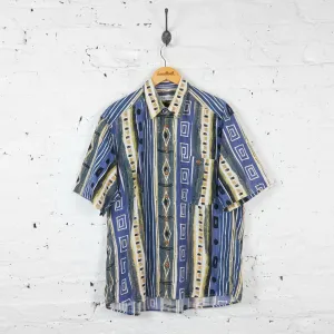 Vintage Abstract Patterned Shirt - Blue - XL