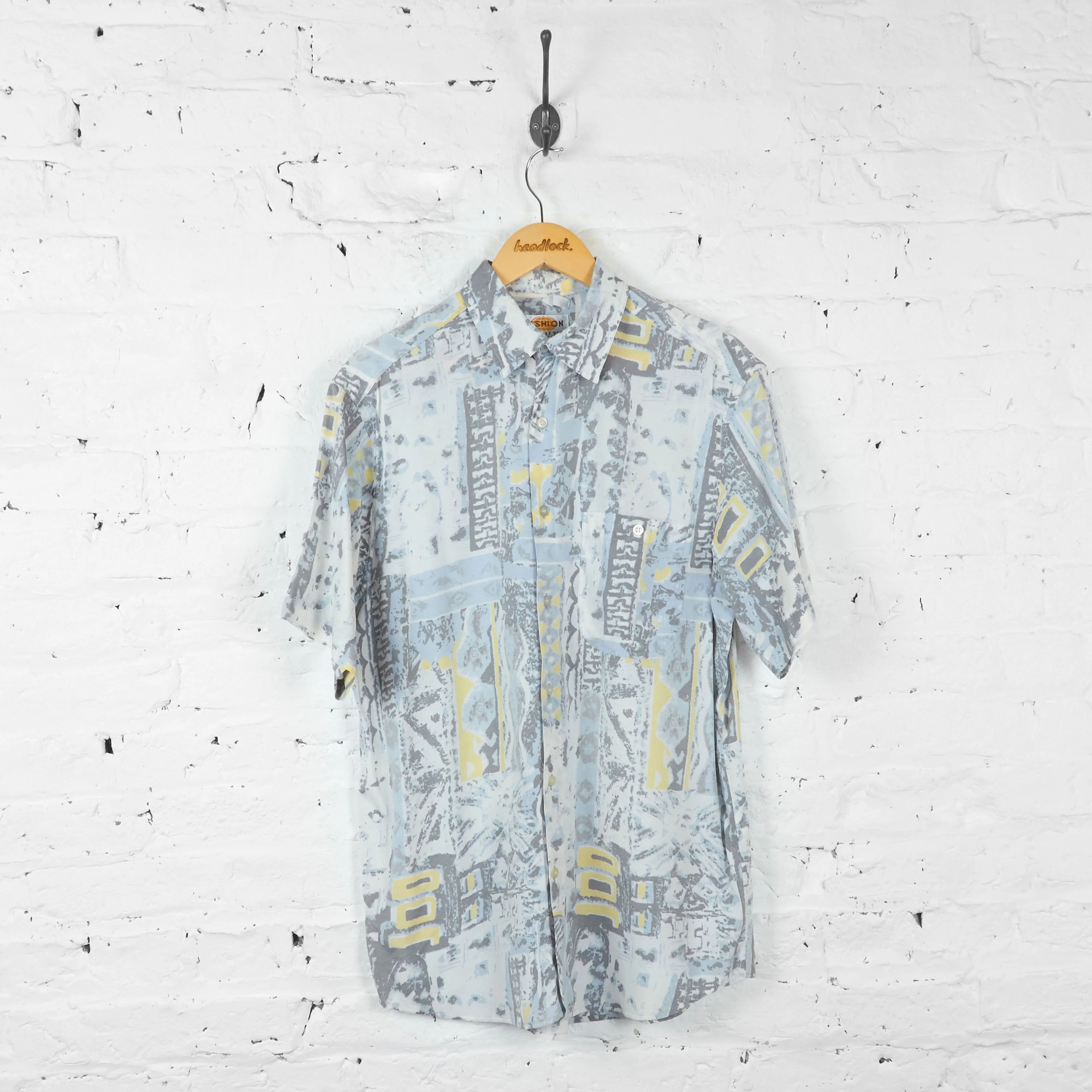 Vintage Abstract Patterned Shirt - Grey - L