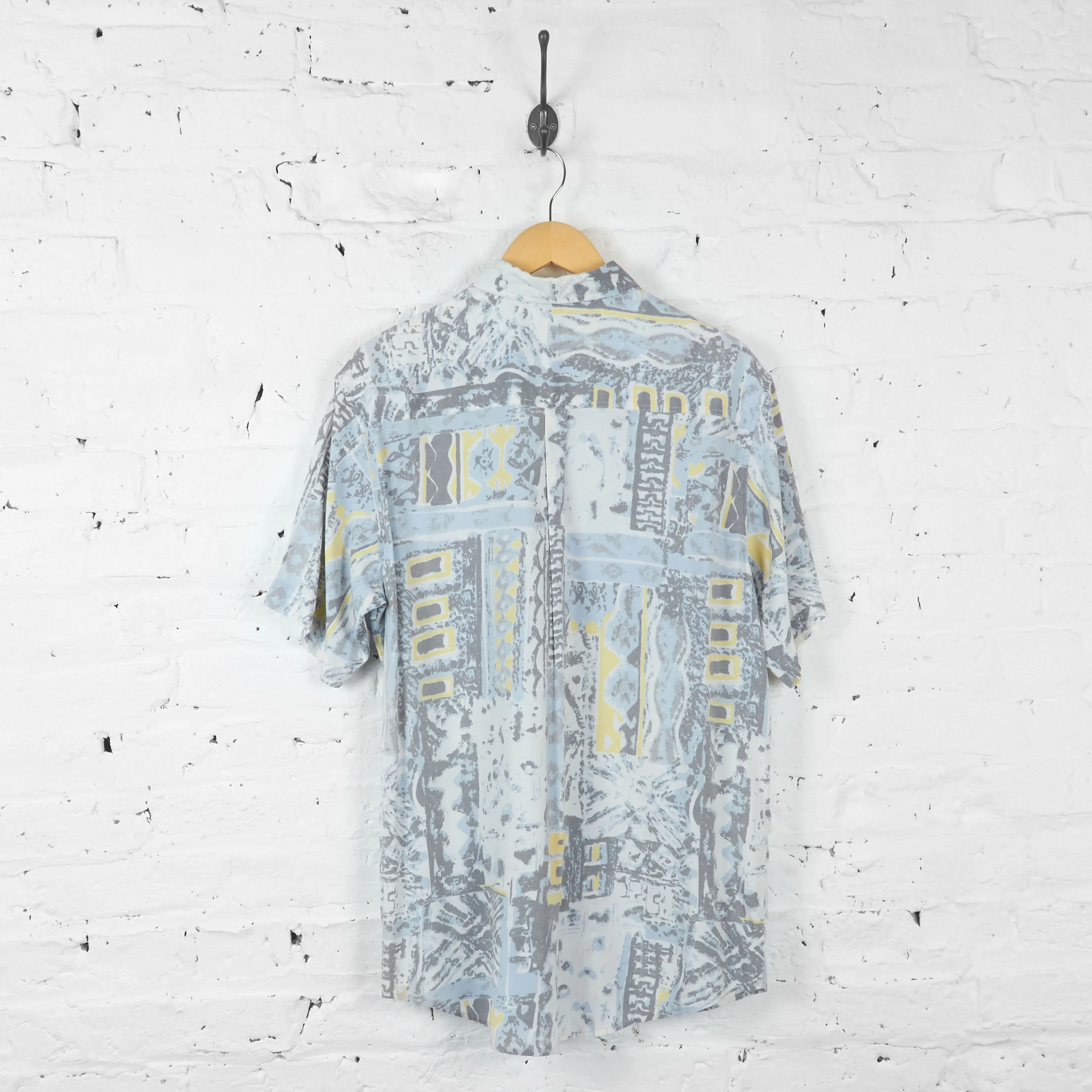 Vintage Abstract Patterned Shirt - Grey - L