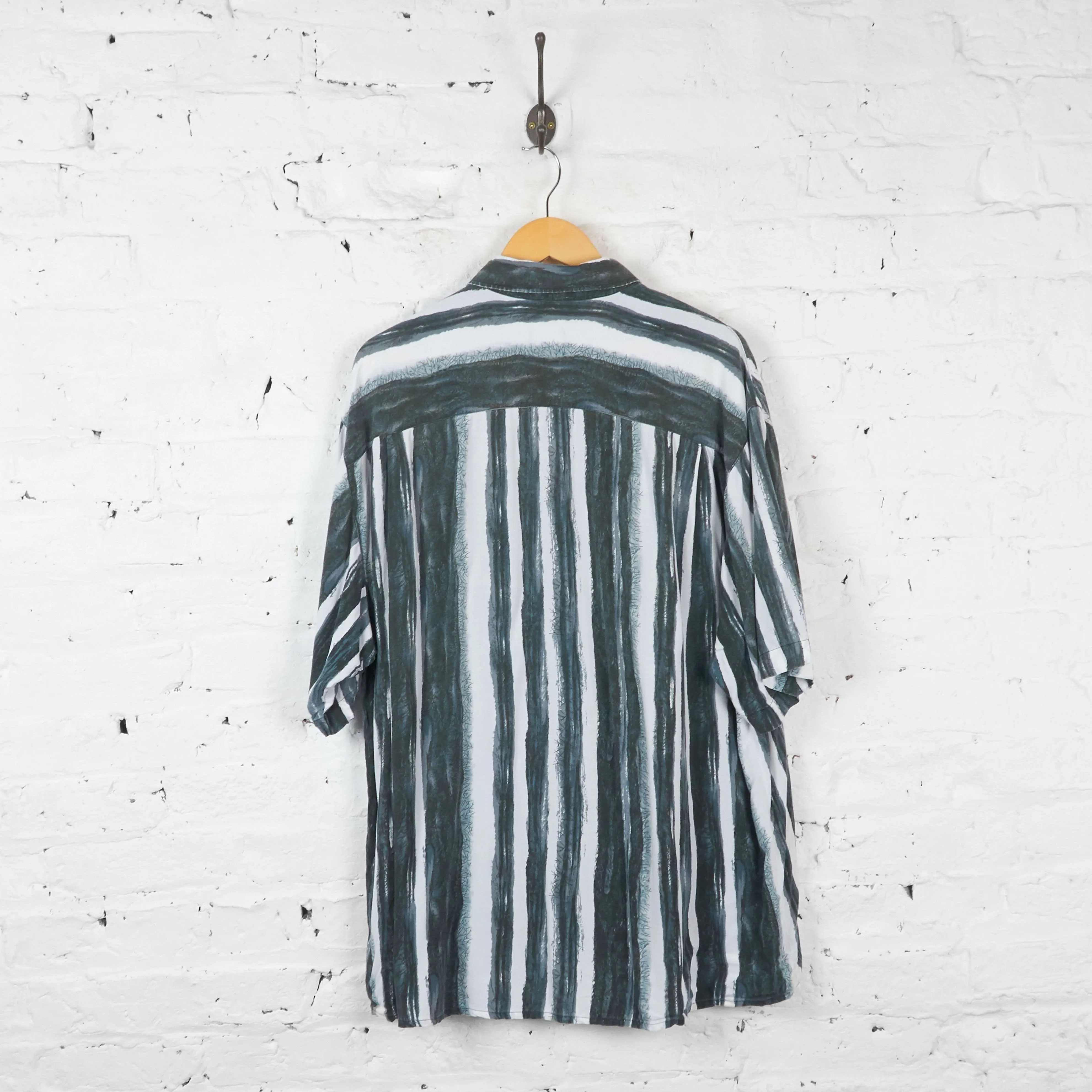 Vintage Abstract Striped Party Shirt - Grey - XL