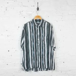 Vintage Abstract Striped Party Shirt - Grey - XL