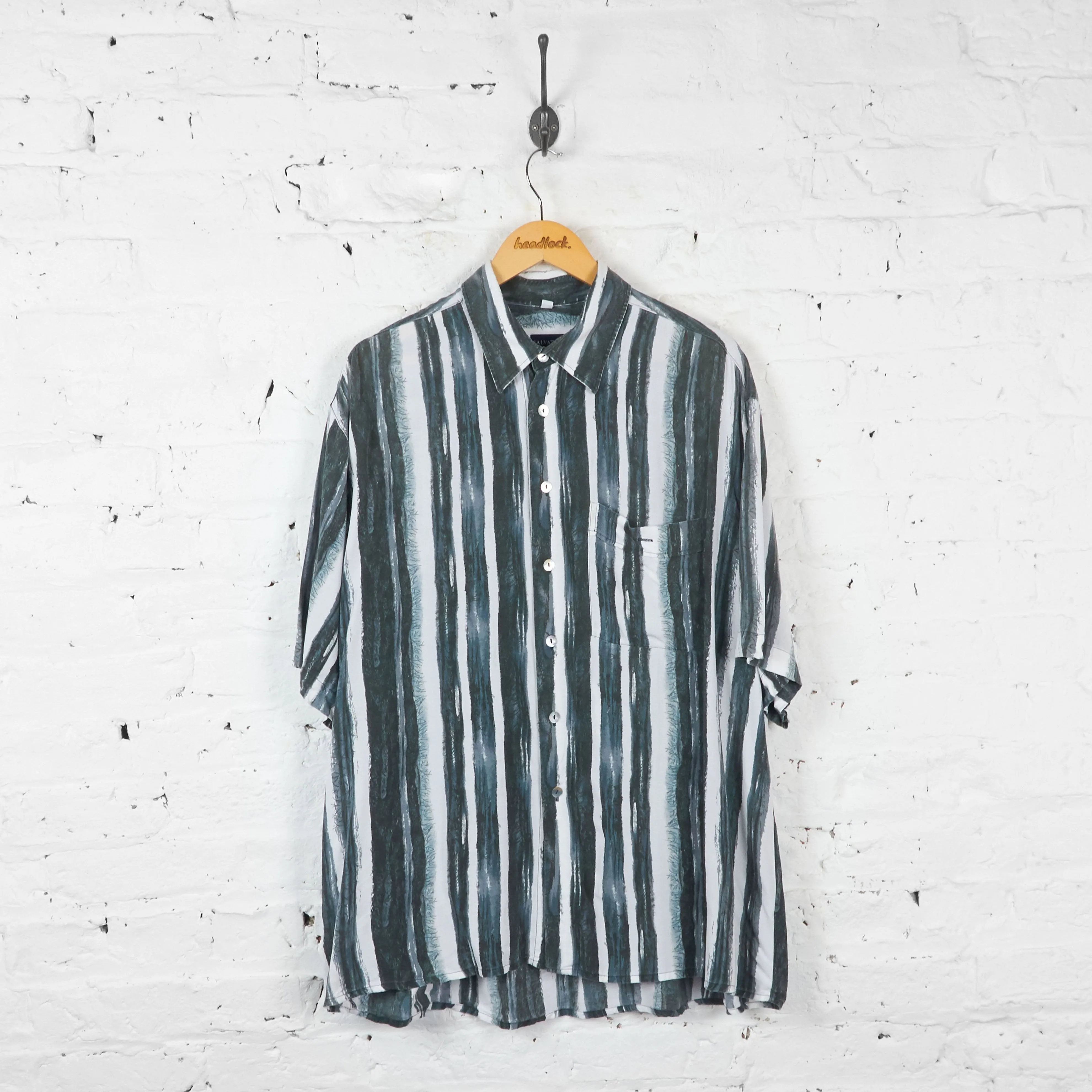 Vintage Abstract Striped Party Shirt - Grey - XL