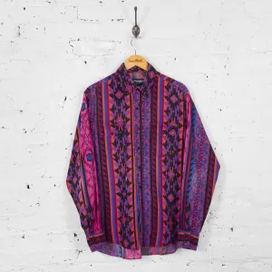 Vintage Aztec Patterned Wrangler Shirt - Purple - XL