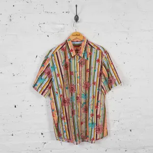Vintage Floral Party Shirt - Brown/Green - XL
