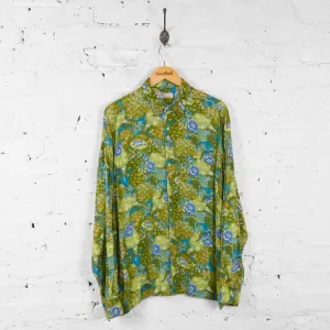 Vintage Floral Patterned Party Shirt - Green - L