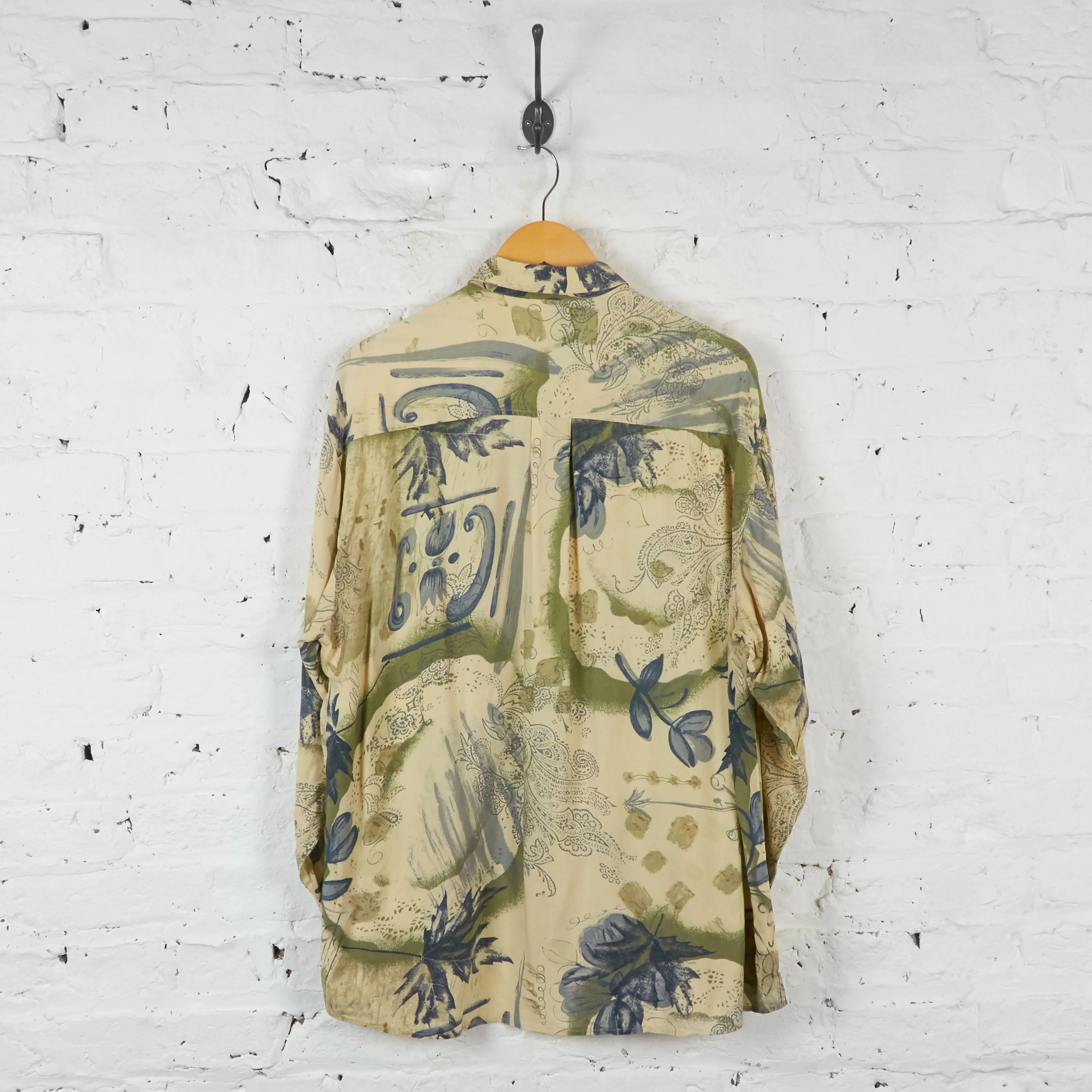 Vintage Floral Patterned Shirt - Beige - XL