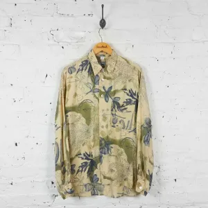 Vintage Floral Patterned Shirt - Beige - XL