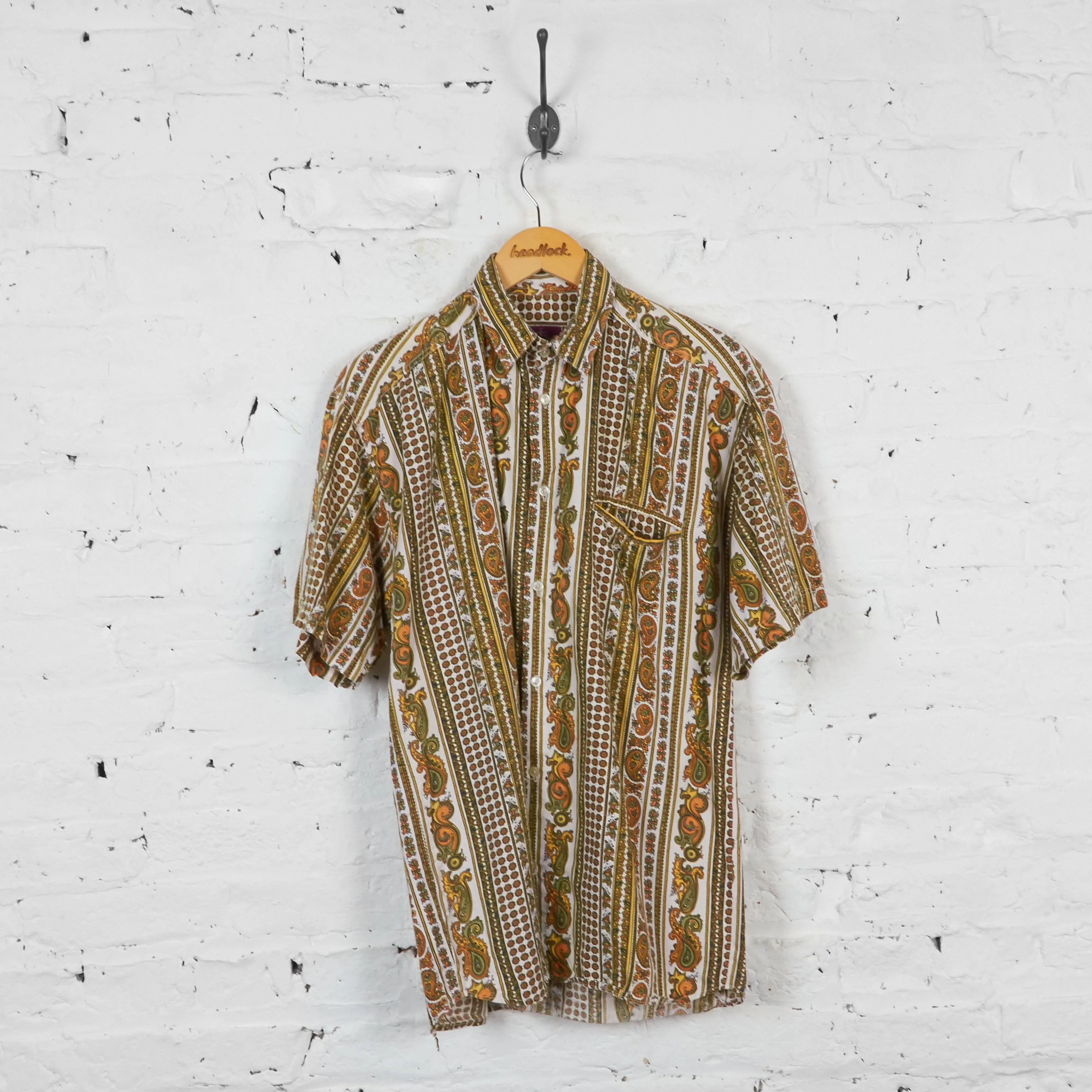 Vintage Paisley Party Shirt - Brown - M
