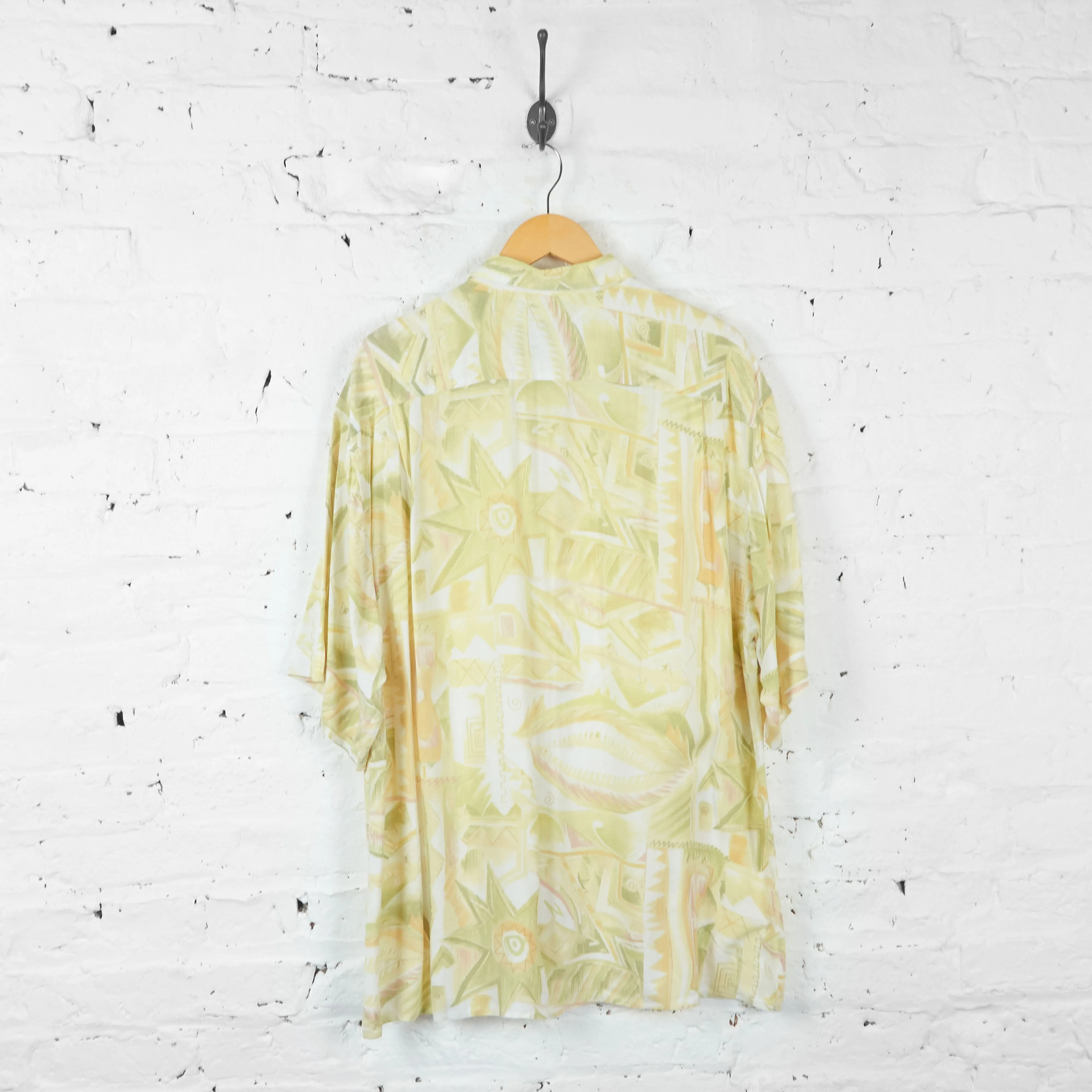 Vintage Pastel Patterned Party Shirt - Yellow - XXL